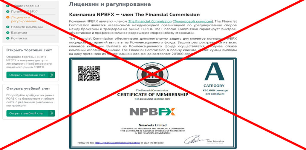 лицензия npbfx